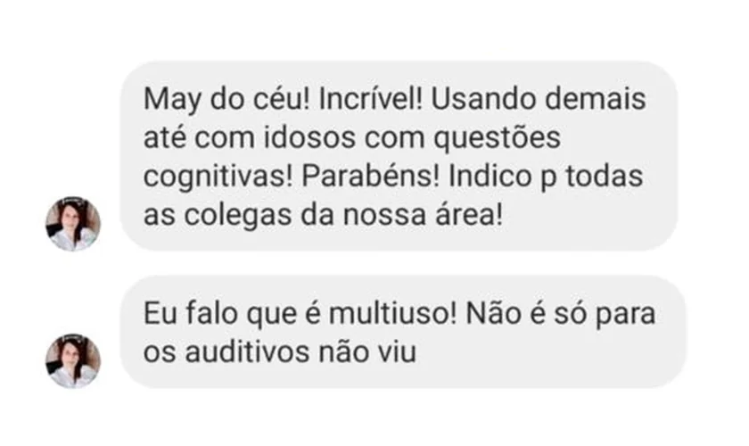 Print da conversa com Michelle Otaviani: usando demais até com idosos com questões cognitivas, é multiuso
